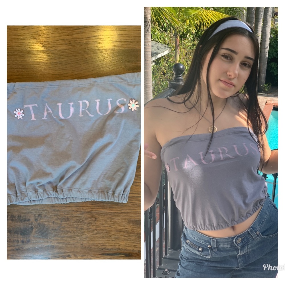 Taurus astrological tube top upcycled flowers S-m